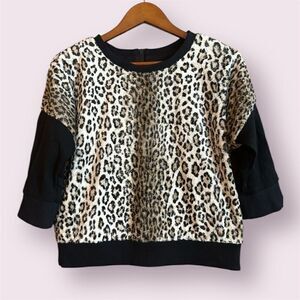 MILLY Faux Fur Animal Print Pullover
